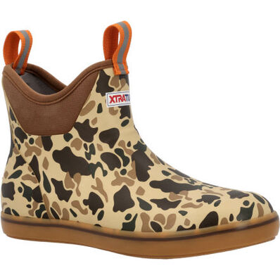 Xtratuf Duck Camo and Tan Mens Ankle Deck Boots XMAB-DCAM