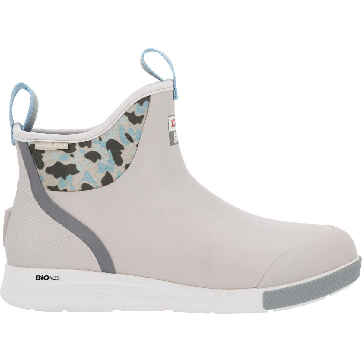Xtratuf Grey With Blue Duck Camo Pattern Inset Men's 6 Inch Ankle Deck Boot Sport XADSM102