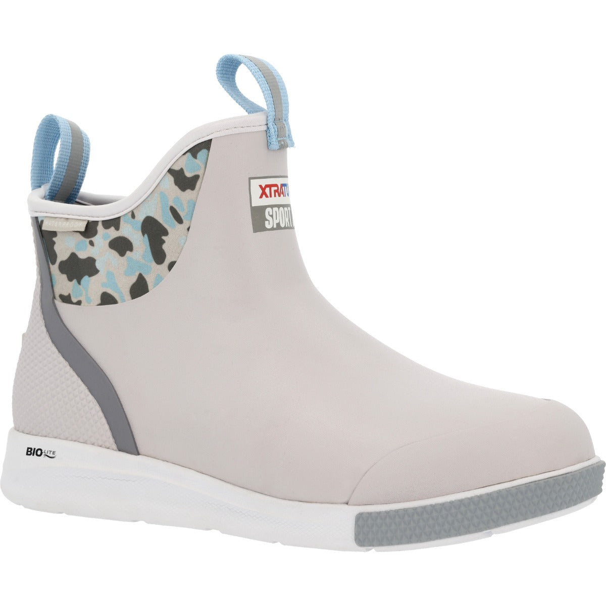 Xtratuf Grey with Blue Duck Camo Pattern Inset Men's 6 inch Ankle Deck Boot Sport XADSM102
