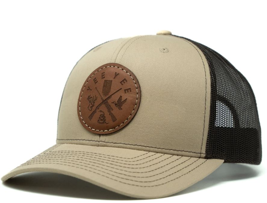 Yee Yee Tan/Dark Brown Frontier Snapback Adjustable Trucker Hat FRONTIER HAT
