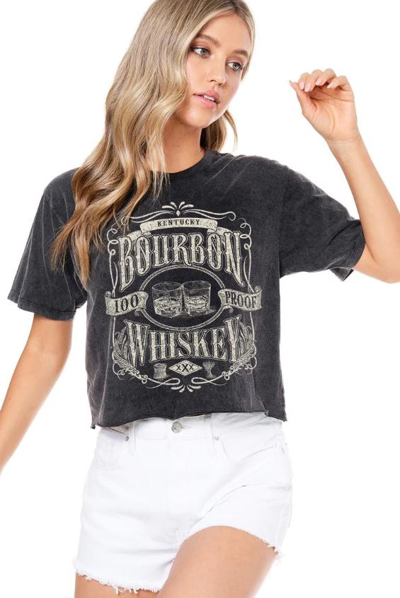 Zutter Black Bourbon Whiskey Ladies Short Sleeve Crop Shirt K3793-8561