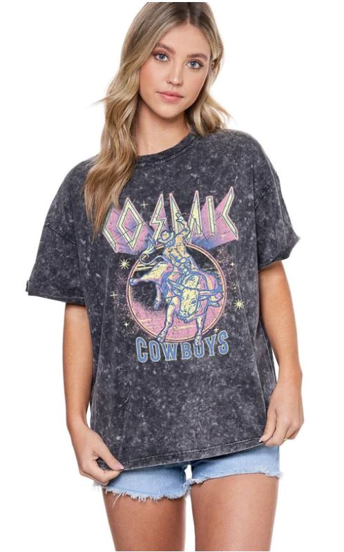 Zutter Black Cosmic Cowboy's Women's T-Shirt in Curvy Sizes K5738X-8653