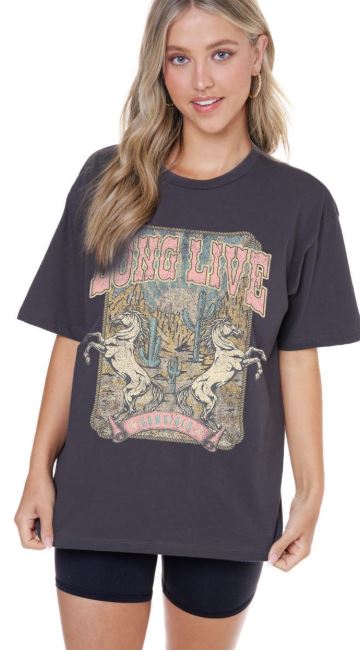 Zutter Black Long Live Cowgirls Oversized Women's Tee Shirt F5252-5154-BLK
