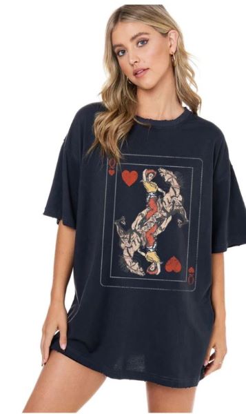 Zutter Black Queen Of Heart Vintage Tee Shirt K1800-1904