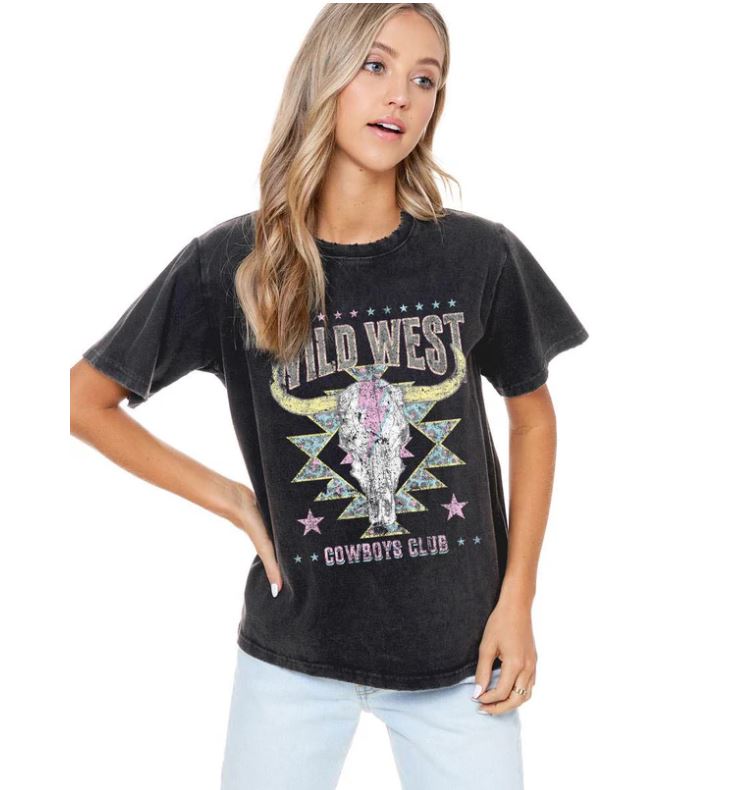 Zutter Black Standard Vintage Wild West Cowboy Women's Tee Shirt K2006-5370-BLK