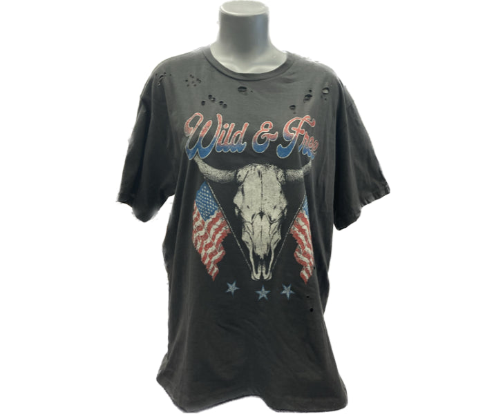 Zutter Black Wild and Free Women's Short Sleeve Graphic Tee Shirt F525-2020-BLK