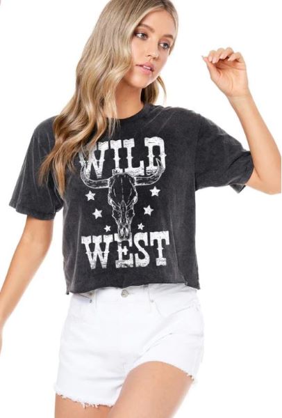 Zutter Black Wild West Vintage Faux Crop Top Shirt K3793-8367