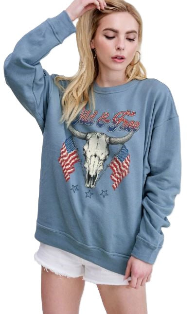 Zutter Longhorn Graphic Sweatshirt K7505-2022-TEAL