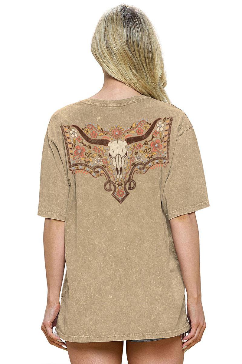 Zutter Mocha Women's Graphic T-Shirt with Front and Back Design T9478-2509-MOCH