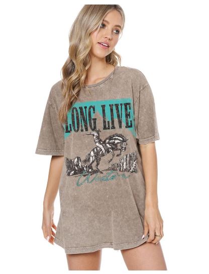 Zutter Mocha Women's Vintage Acid Wash Tee Shirt K7777-8826