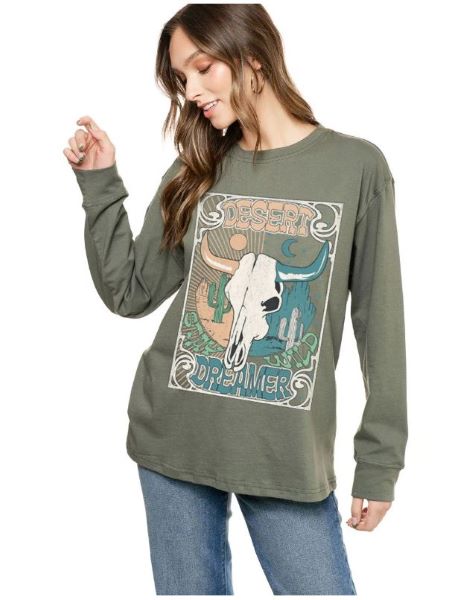 Zutter Olive Desert Dreamer Longsleeve Women's Tee Shirt F555-1867-OLV