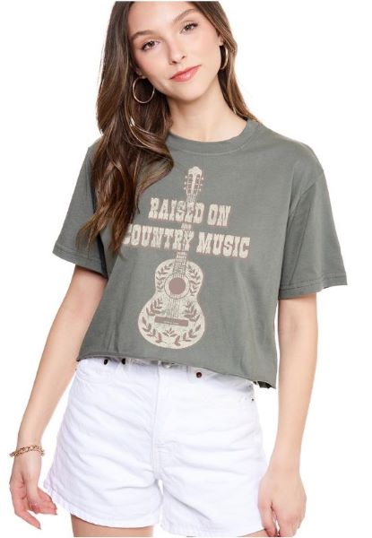 Zutter Raised On Country Music Crop Top Shirts F494-8246